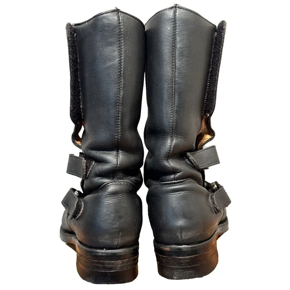 Chippewa 27862 Odessa Rally Biker Boots Black Leather 10.5EE Hook & Loop VINTAGE